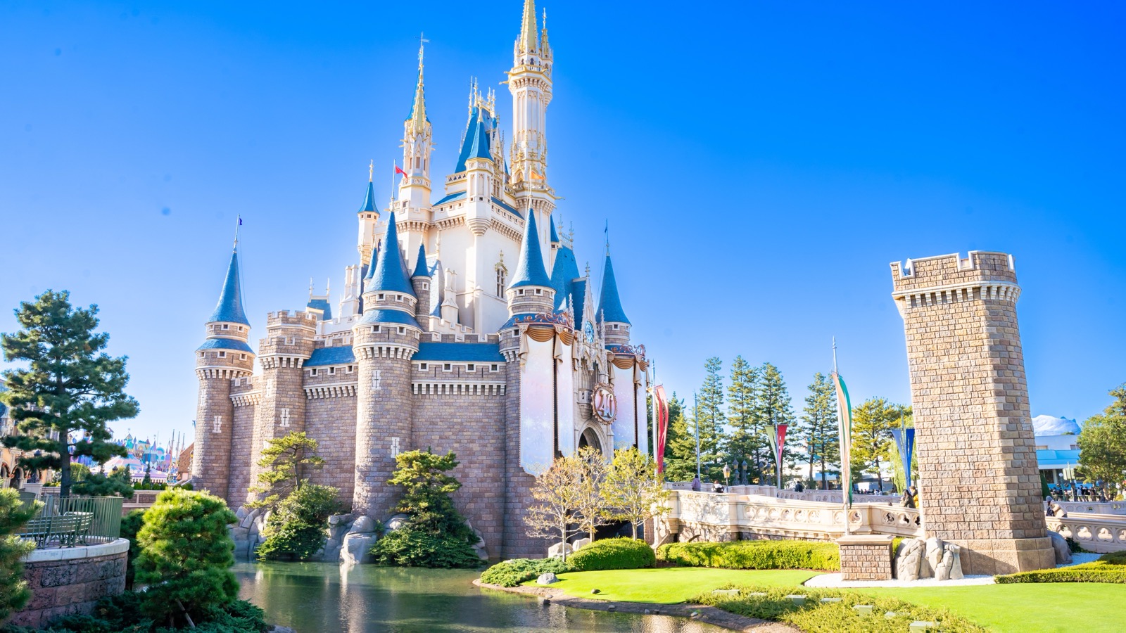 Cinderella Castle at Tokyo Disneyland in bright daylight