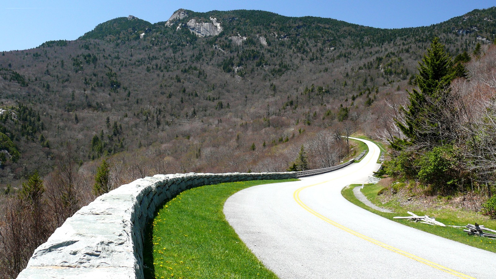 Blue Ridge Parkway scenic overlook with mountain ridgeline views