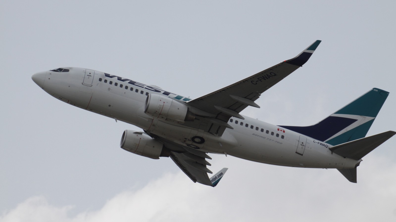 WestJet Boeing 737 on the ramp at Calgary International Airport