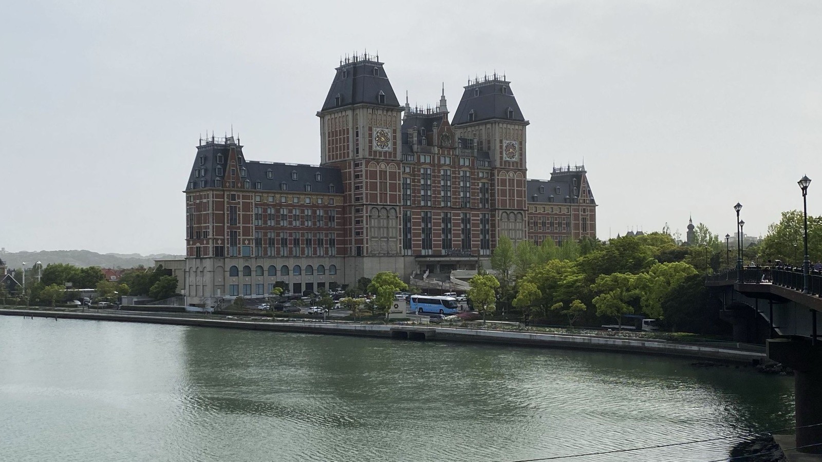 European style buildings and waterways at Huis Ten Bosch in Sasebo, Japan