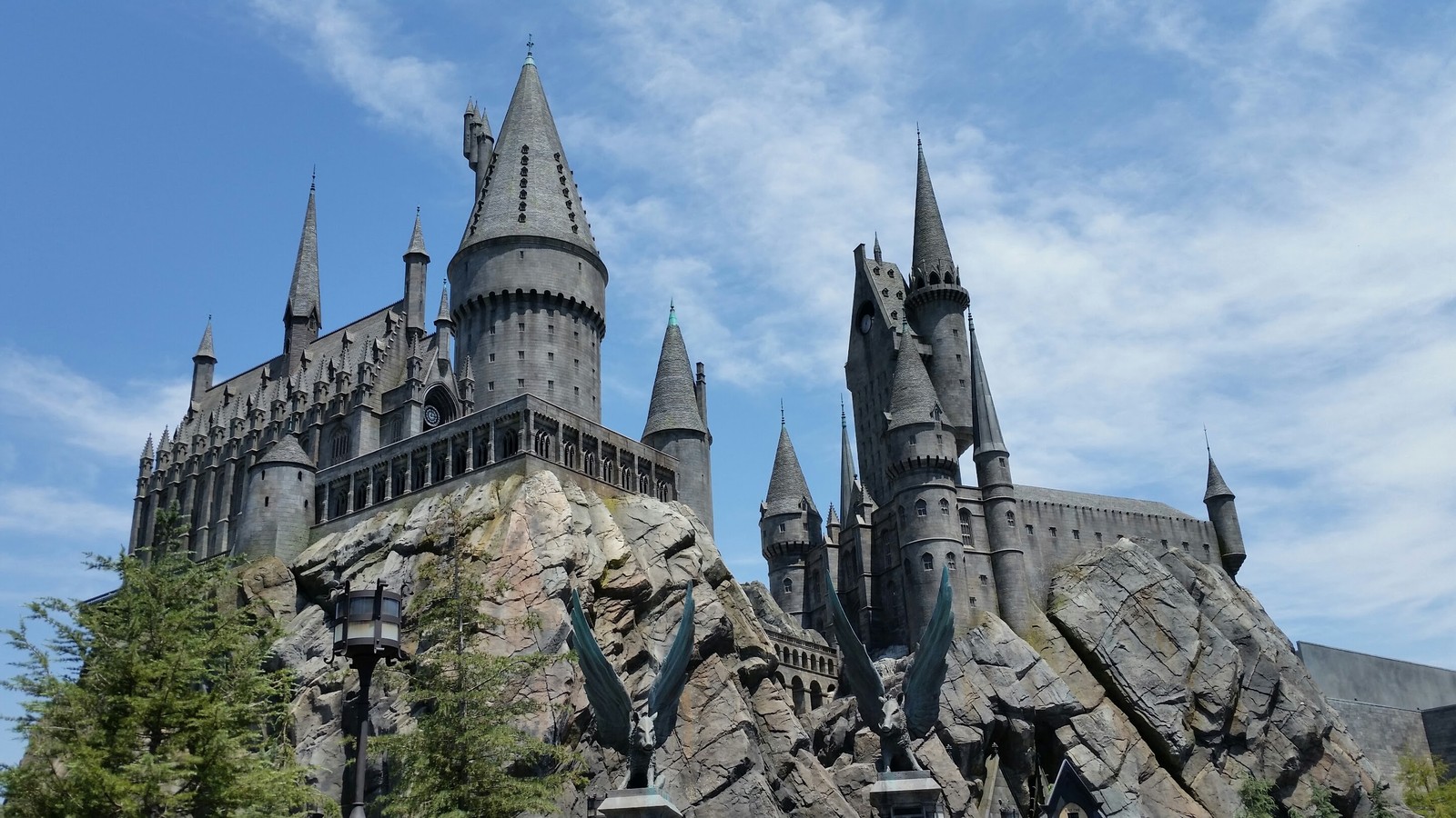 Hogwarts Castle facade in The Wizarding World of Harry Potter at Universal Studios Hollywood