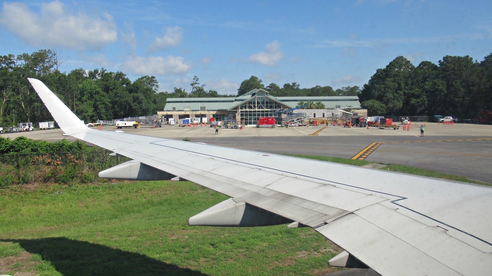 Hilton Head Island Airport terminal building viewed from the aircraft ramp
