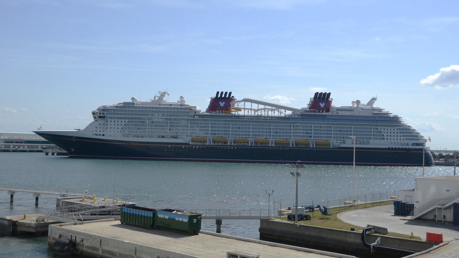 Disney Wish docked at Port Canaveral in April 2024