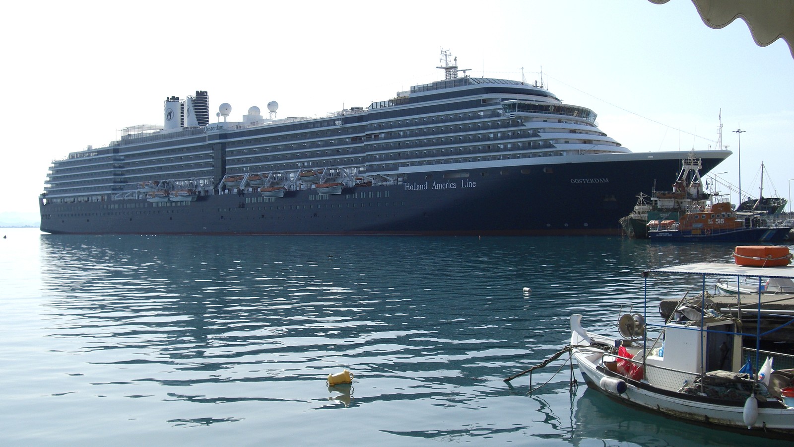 Holland America Line cruise ship MS Oosterdam in the harbor at Katakolo, Greece