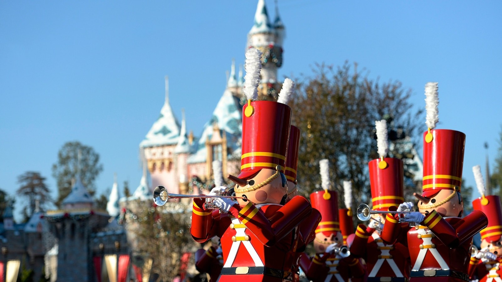 Toy soldiers from A Christmas Fantasy Parade marching on Main Street U.S.A. at Disneyland Park
