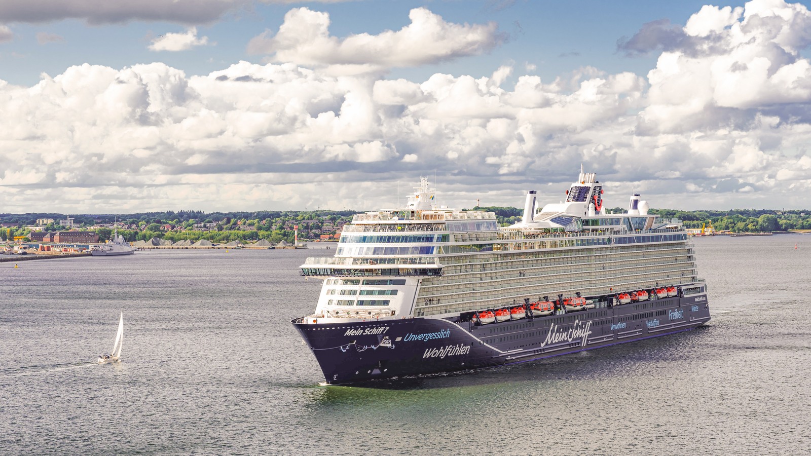 Mein Schiff 7 cruise ship sailing in the Kiel Fjord