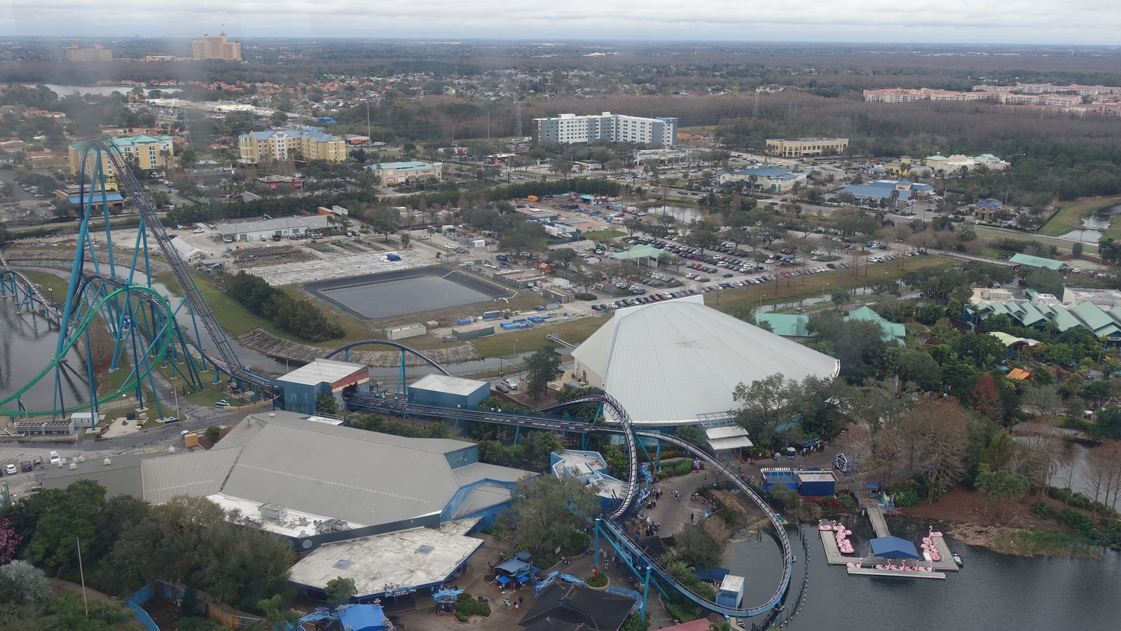 Mako roller coaster and surrounding attractions at SeaWorld Orlando