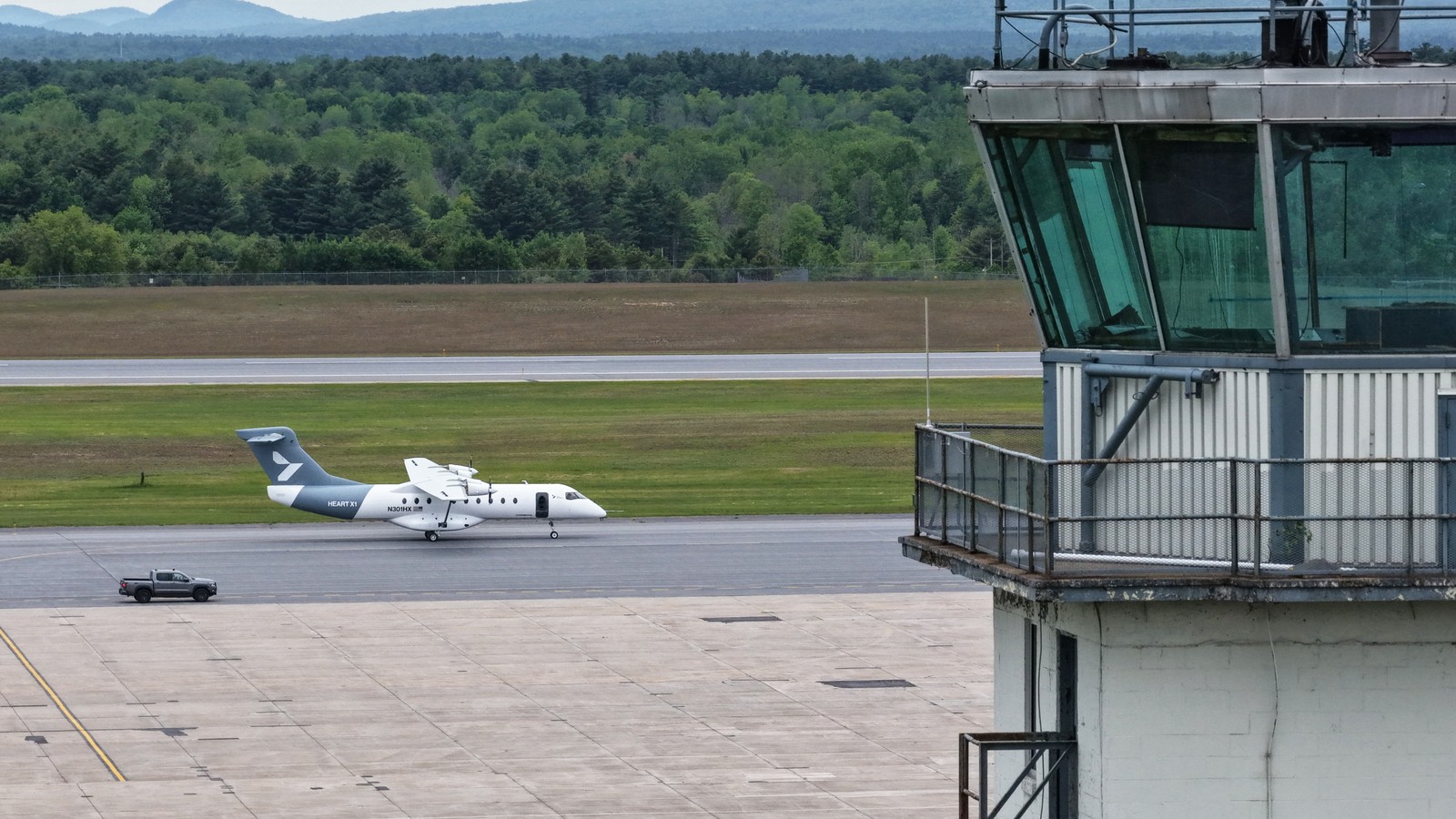 Heart Aerospace X1 electric demonstrator on the ramp at its flight-test airport