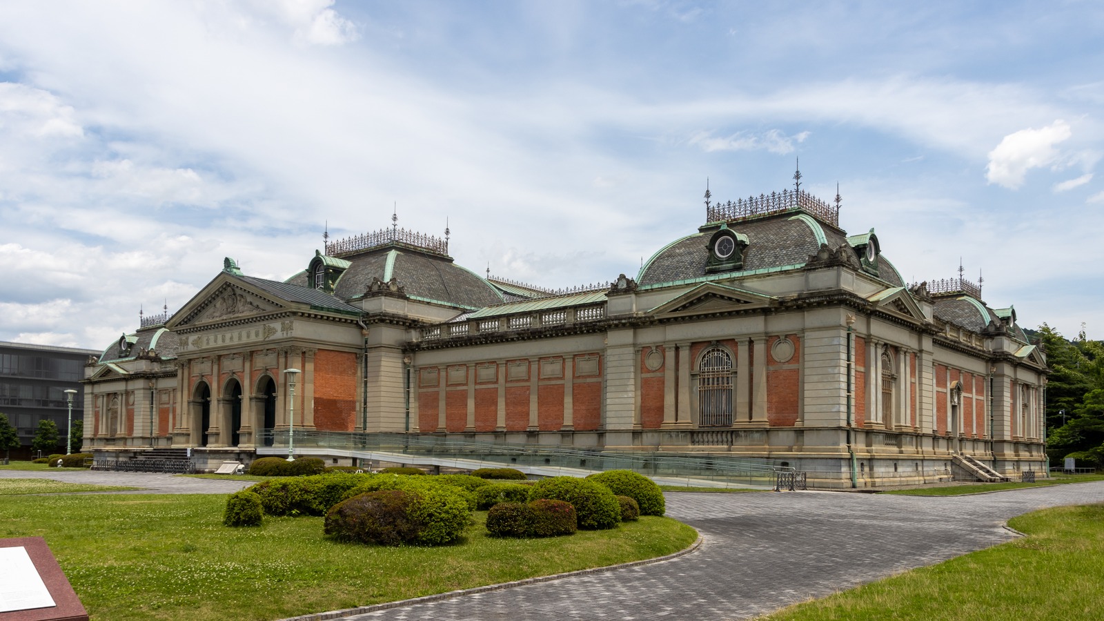 Meiji Kotokan Hall at Kyoto National Museum under a bright summer sky