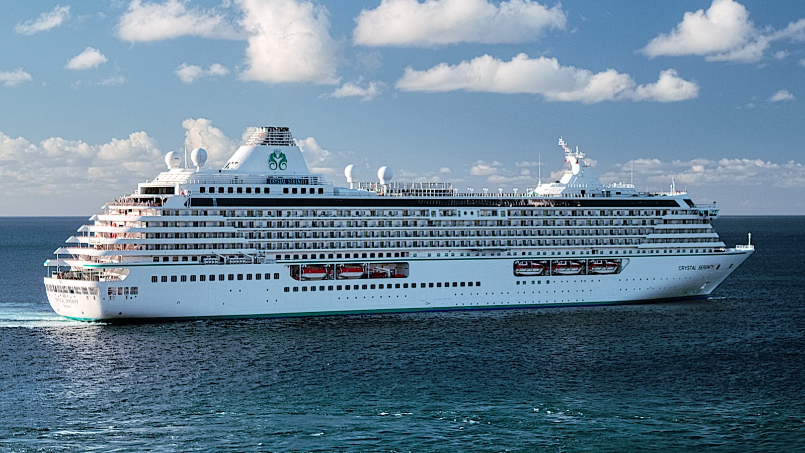 Crystal Serenity cruise ship under way at sea