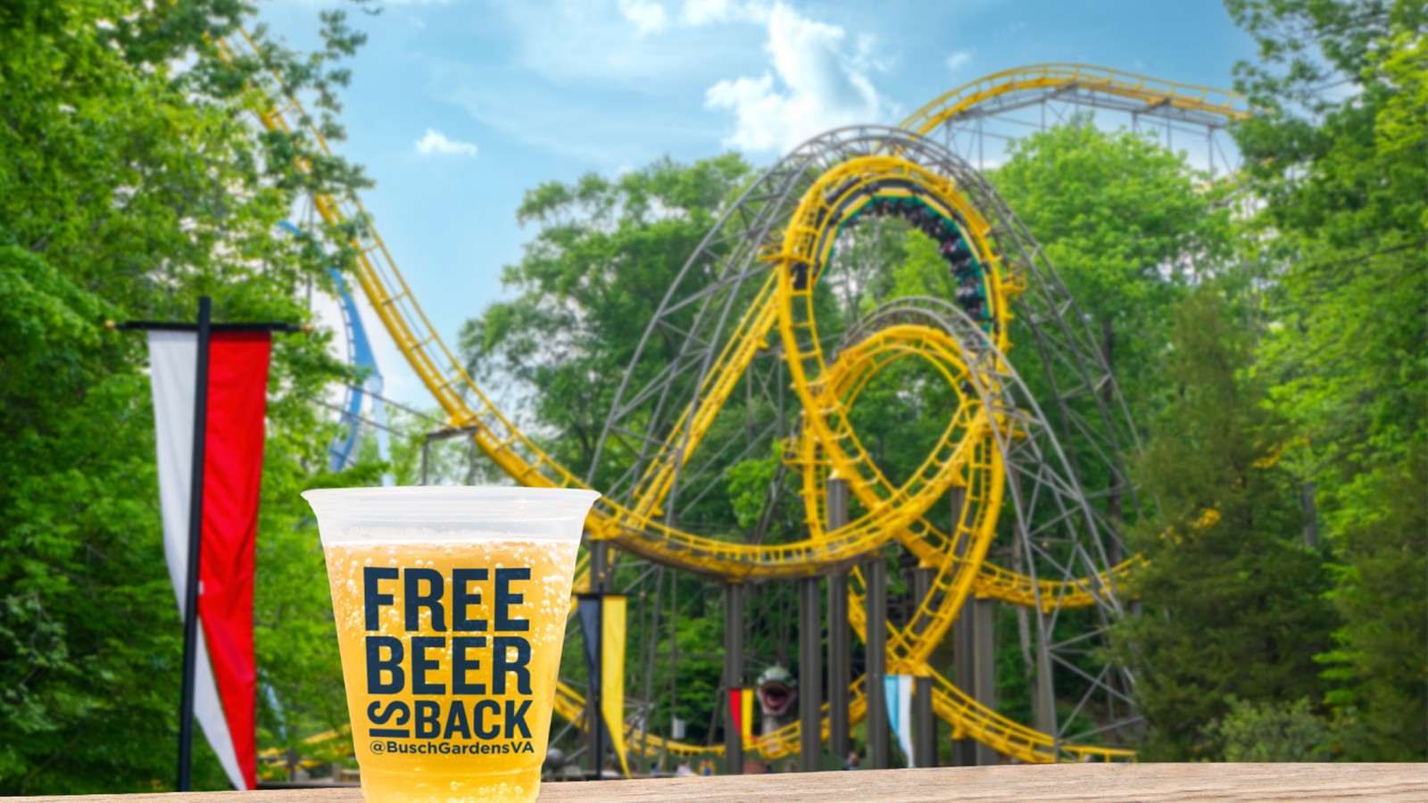 Promotional image for Free Beer is Back at Busch Gardens Williamsburg