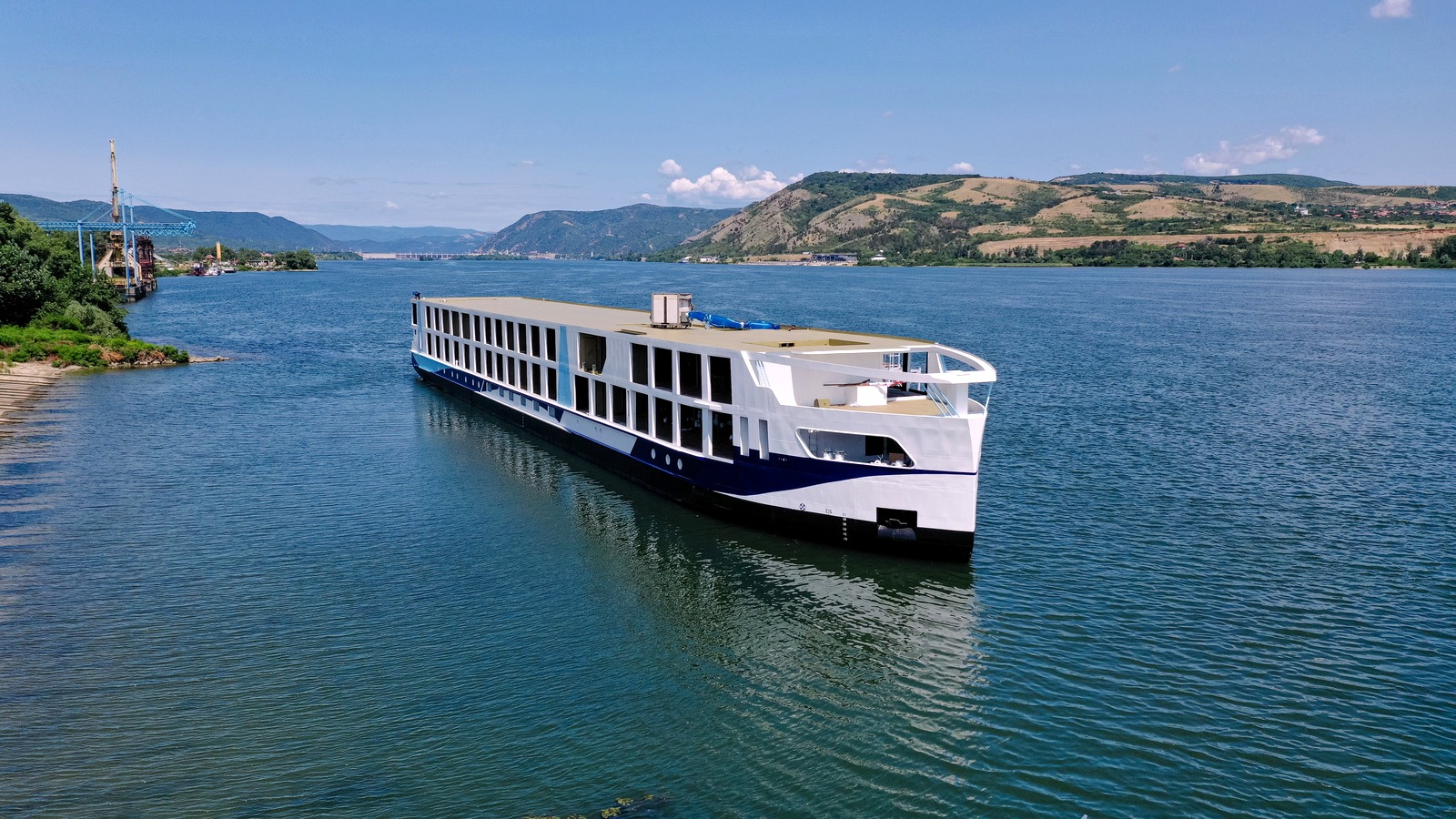 TUI Luzia river cruise ship on the water after float-out at the shipyard