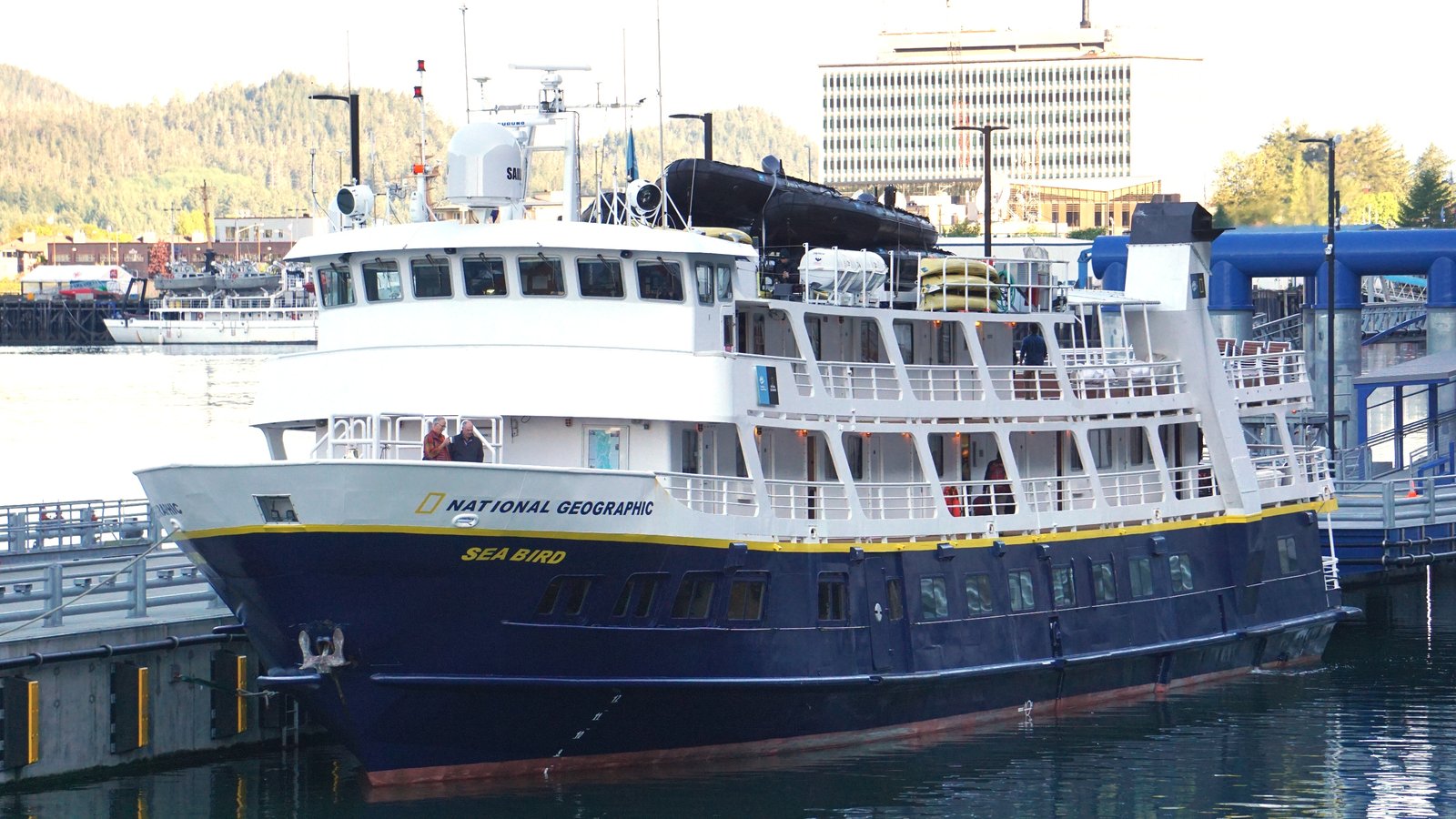National Geographic Sea Bird expedition ship docked at Juneau, Alaska