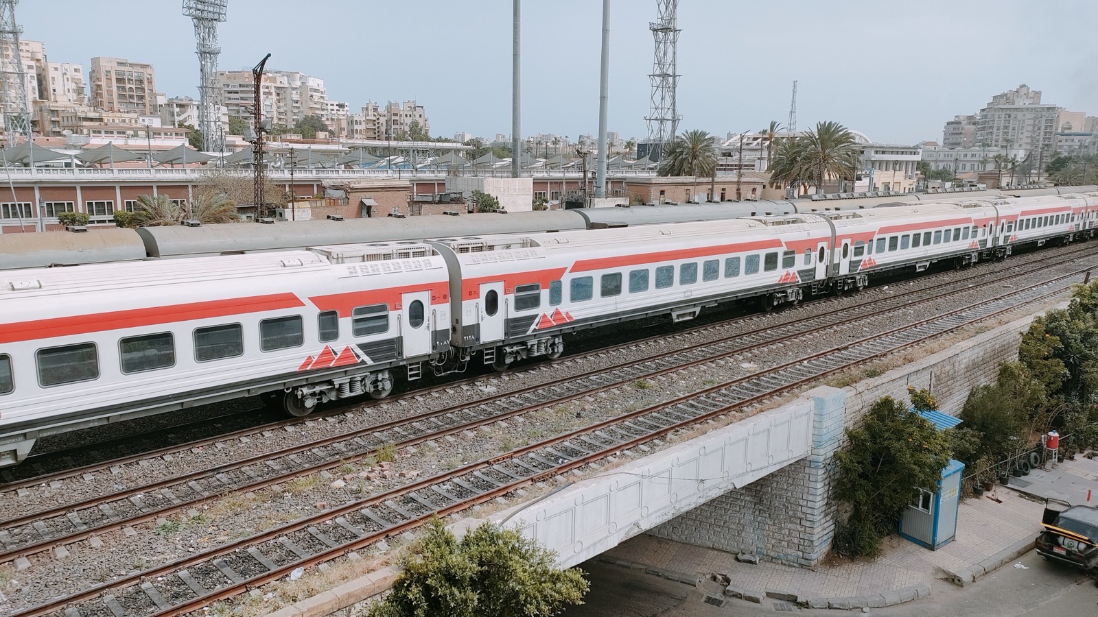 Egyptian National Railways third class air conditioned coaches at Alexandria station