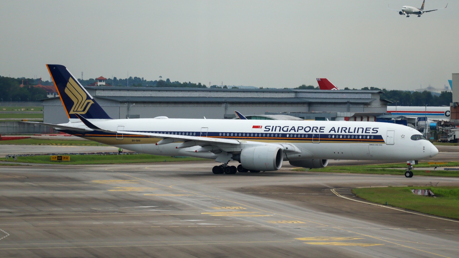 Singapore Airlines Airbus A350 taxiing at Singapore Changi Airport