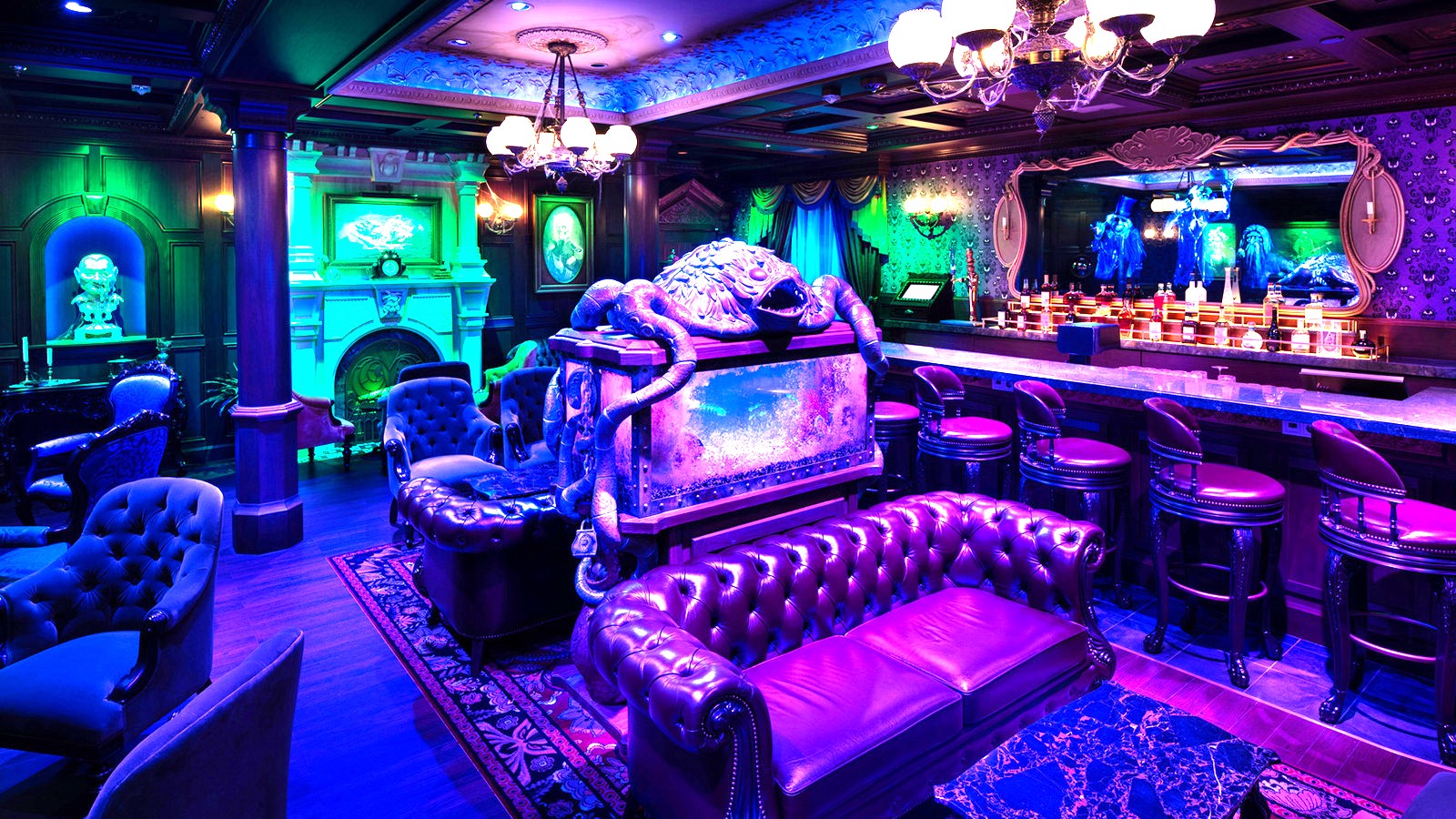 Haunted Mansion Parlor lounge on the Disney Treasure
