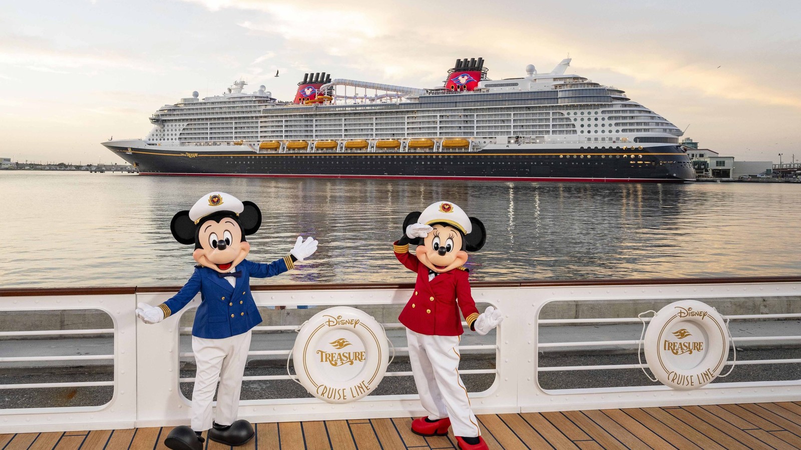 The Disney Treasure cruise ship arriving in port