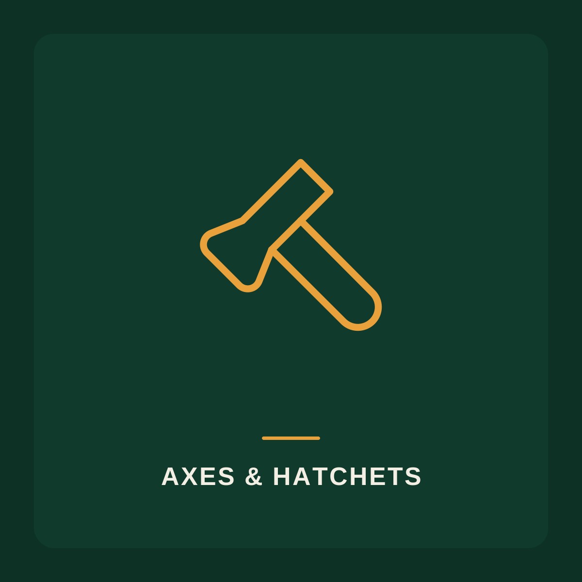 Line icon of an axe on a cream background