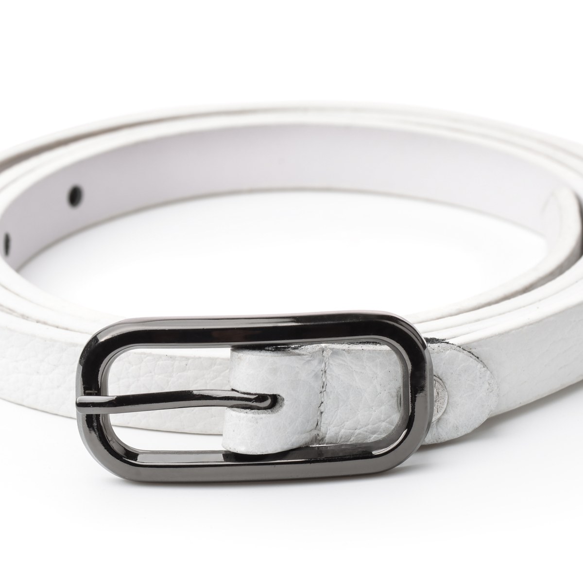 Rolled leather belt on a white background