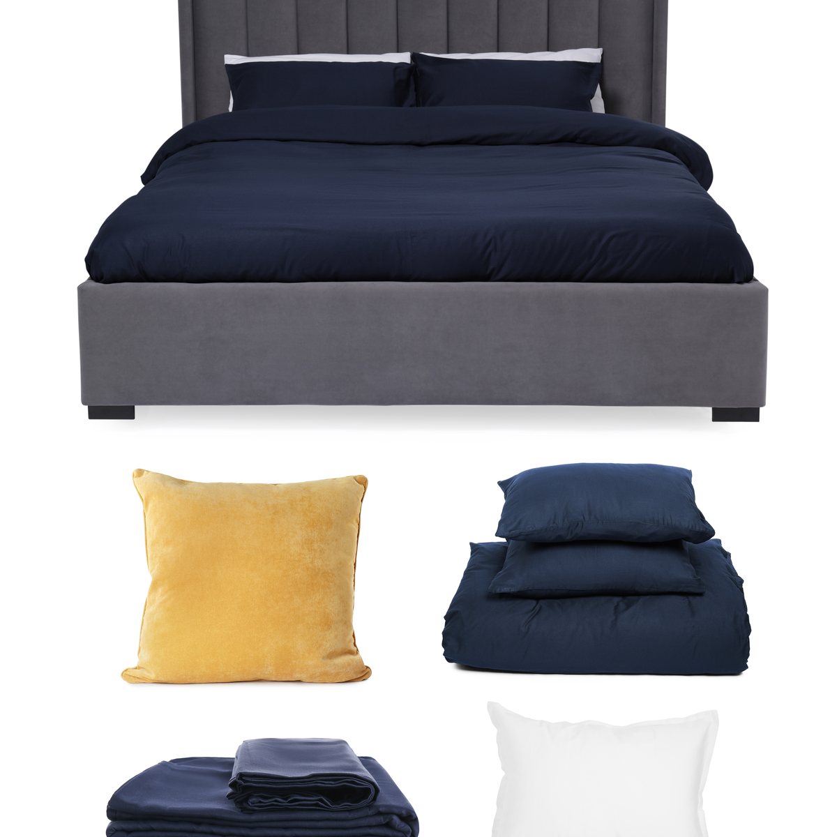 Pillows and bedding on a dark background