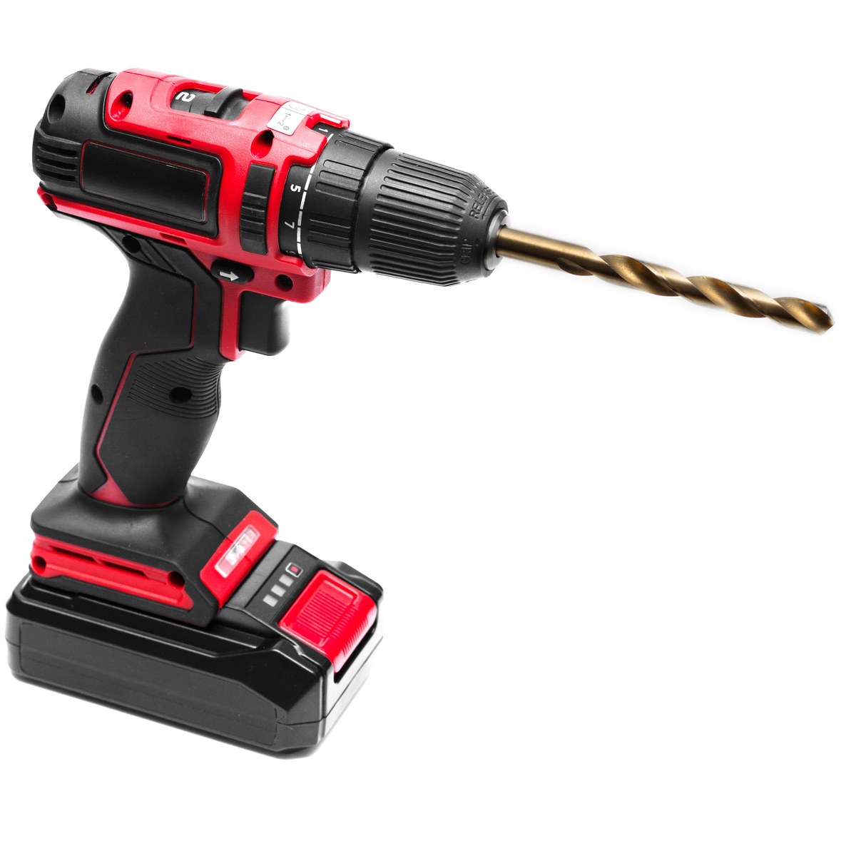 Cordless power drill on a white background