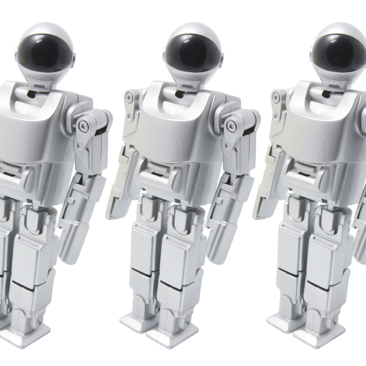 Toy robots on a white background