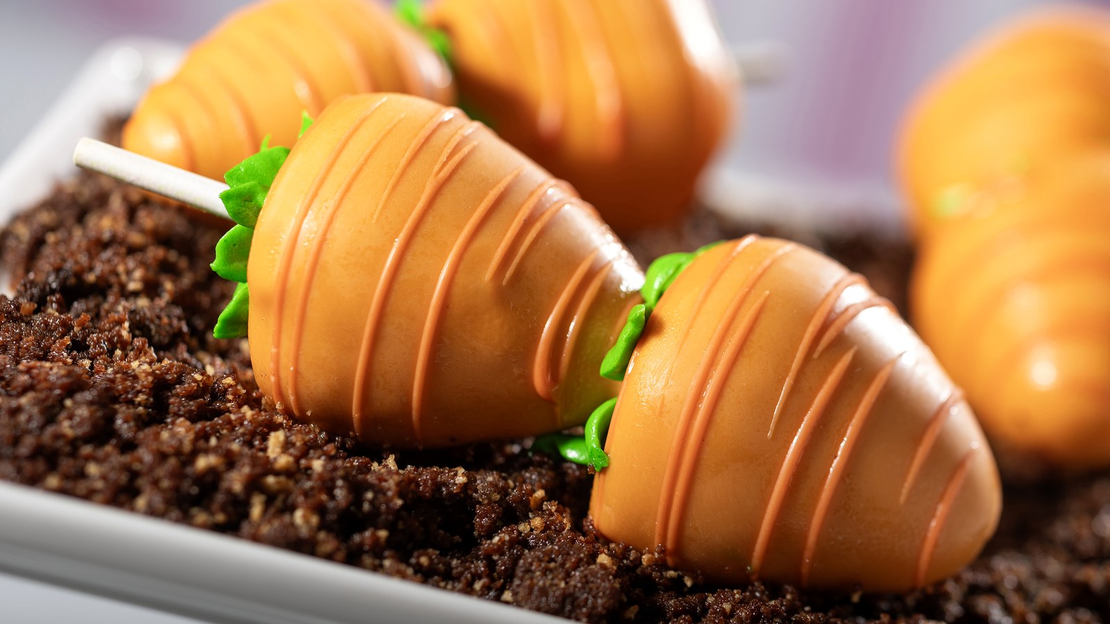 Zootopia themed carrot chocolate covered strawberries at Jumbeaux Sweets on the Disney Treasure
