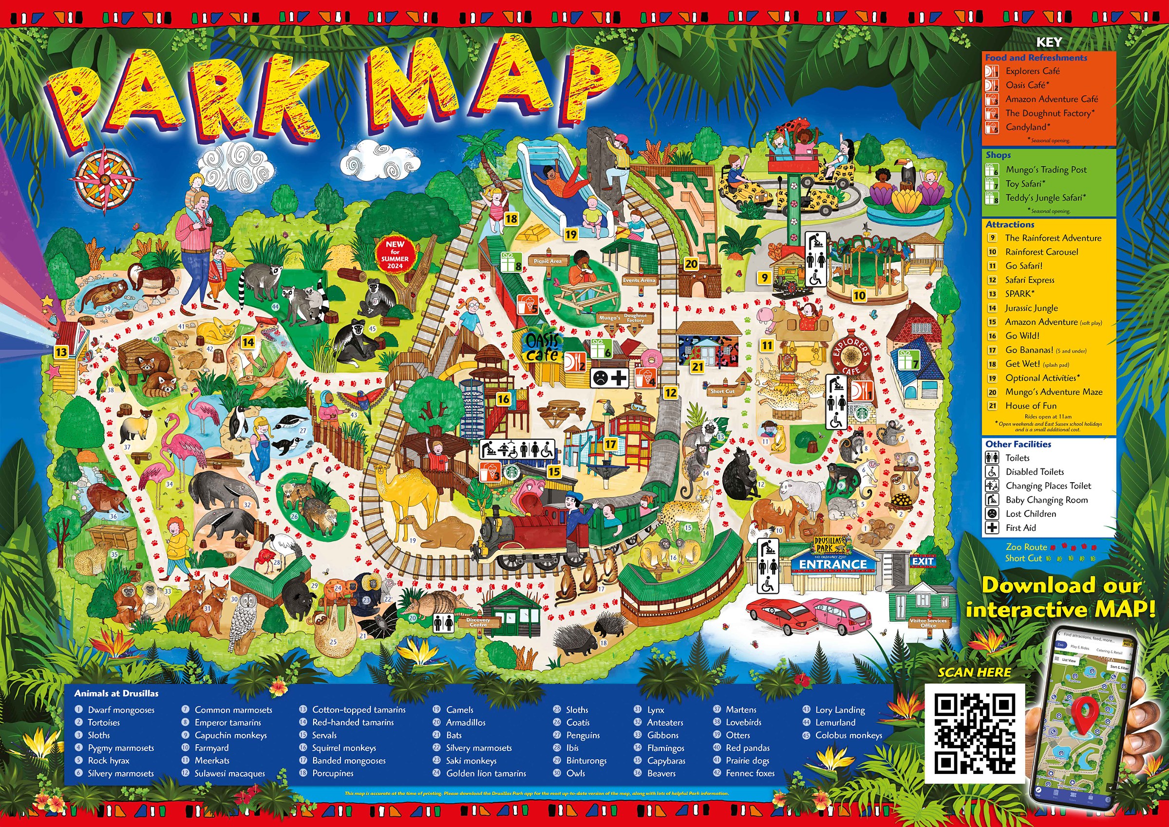 Official Drusillas Park park map for 2026