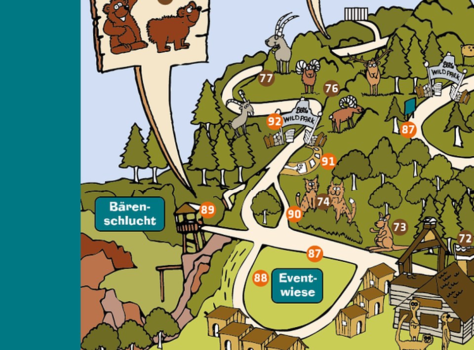 Map detail of the Barenschlucht bear gorge at Eifelpark Gondorf