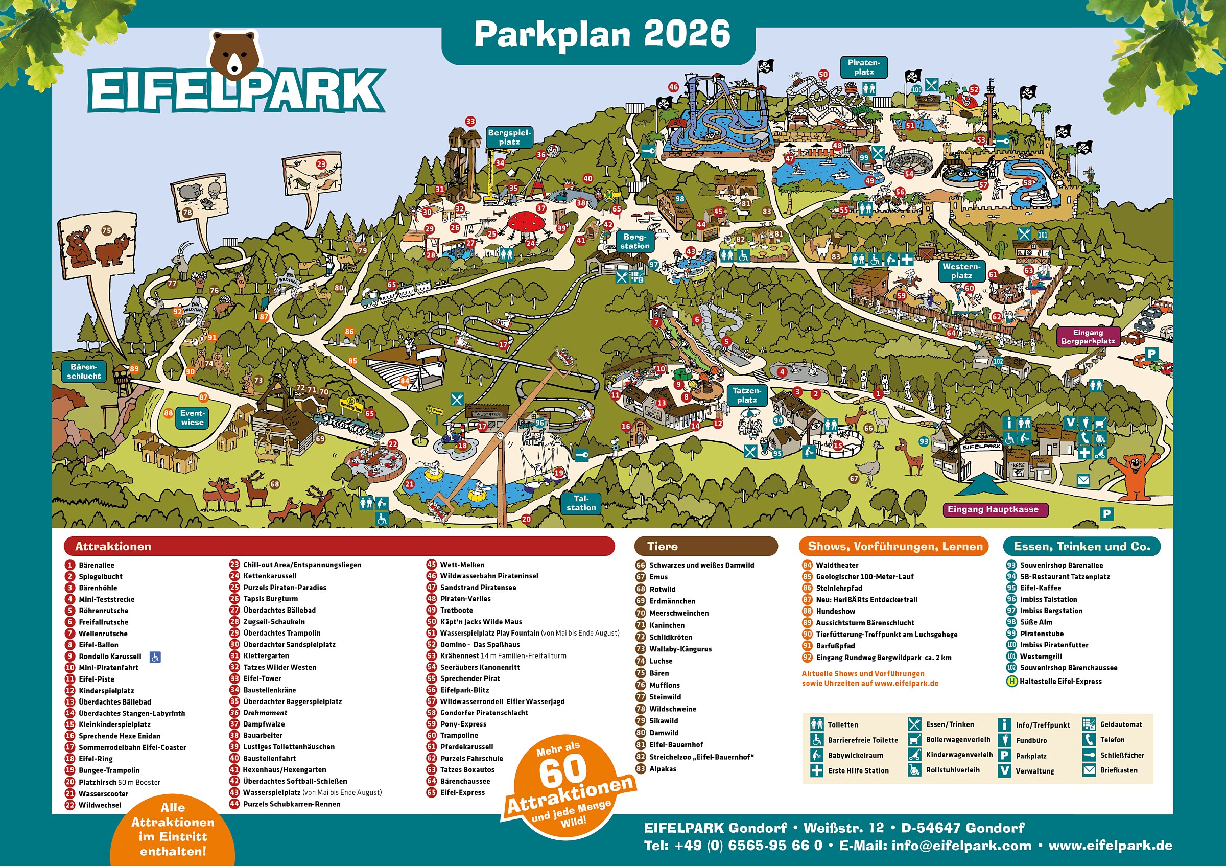 Official Eifelpark Gondorf park map for 2026