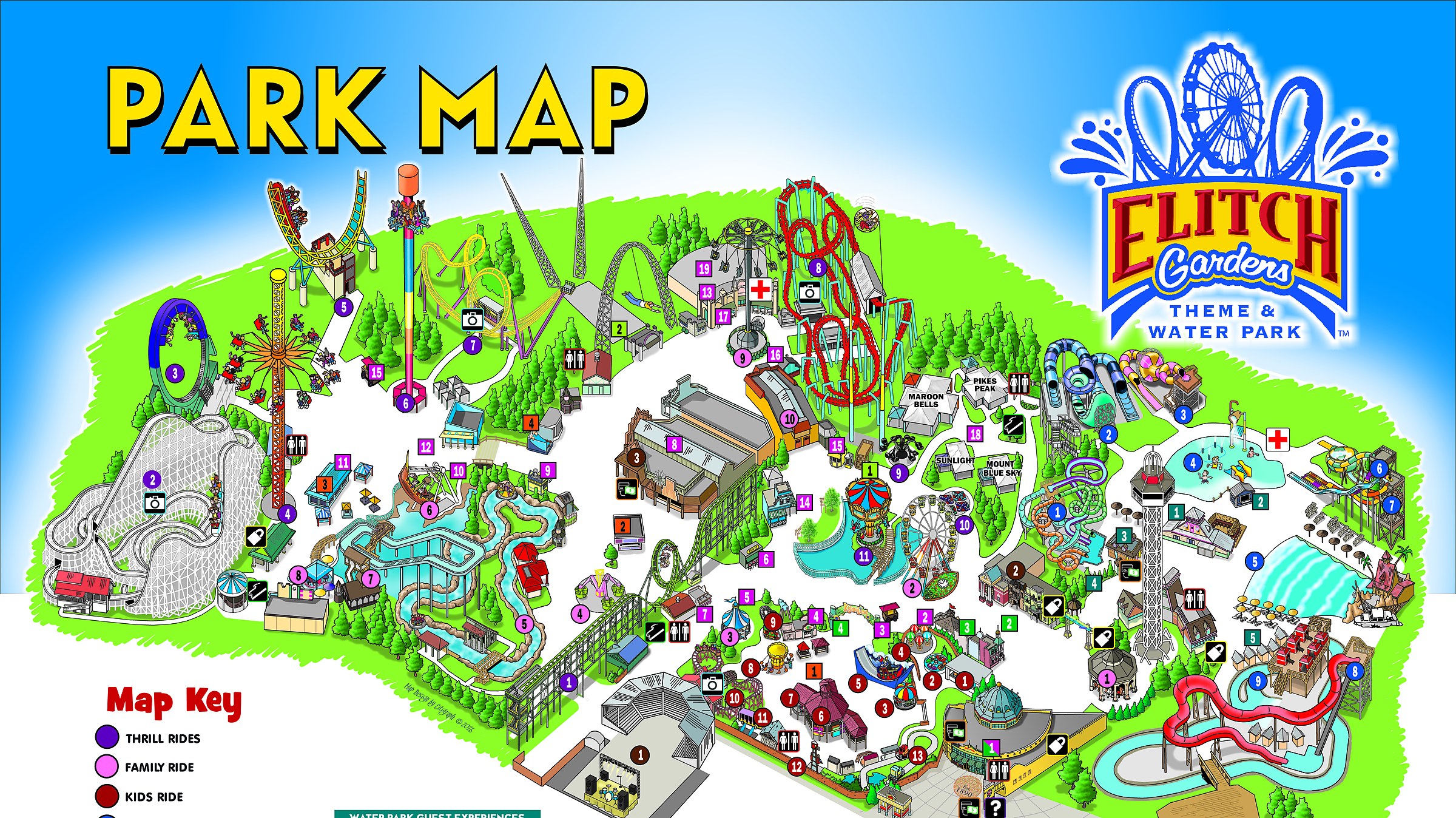 Official Elitch Gardens park map for 2026