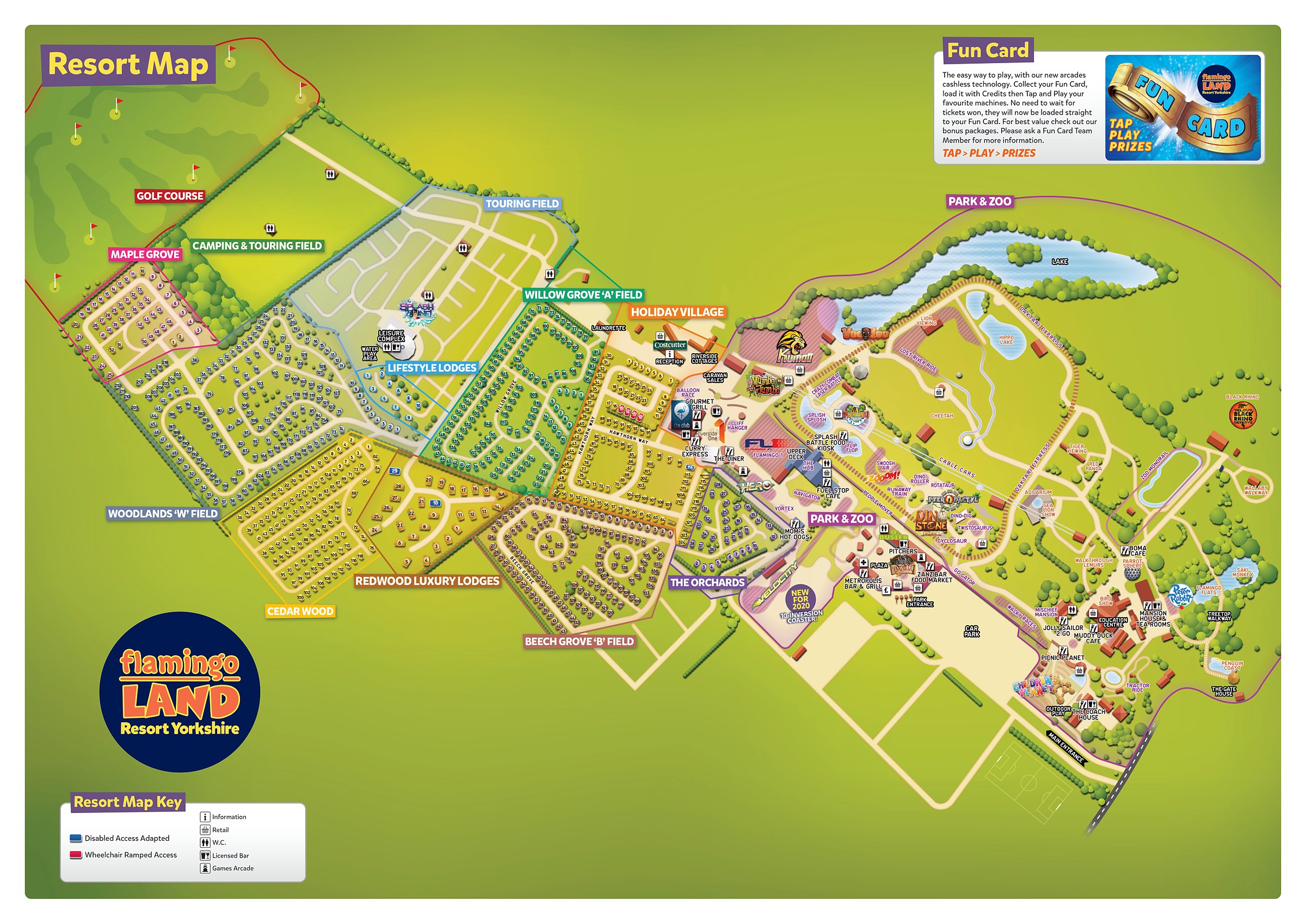 Official Flamingo Land park map for 2026