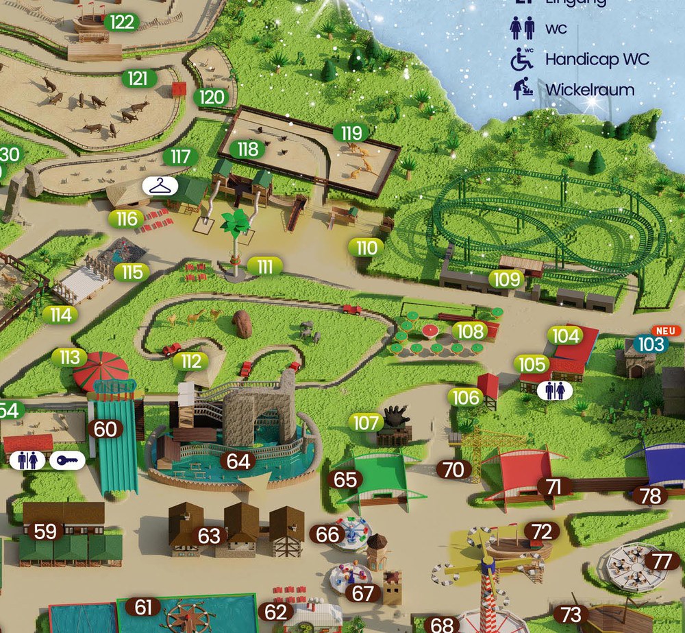 Saved Freizeit-Land Geiselwind map detail showing Safari Adventure and the animal area