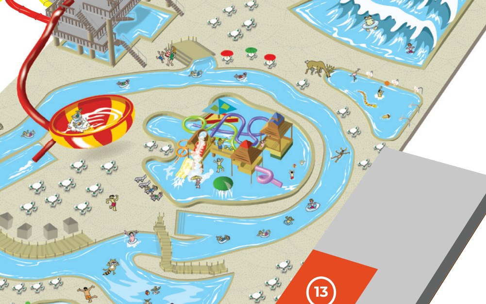 Map detail of the activity island at Great Wolf Lodge Illinois