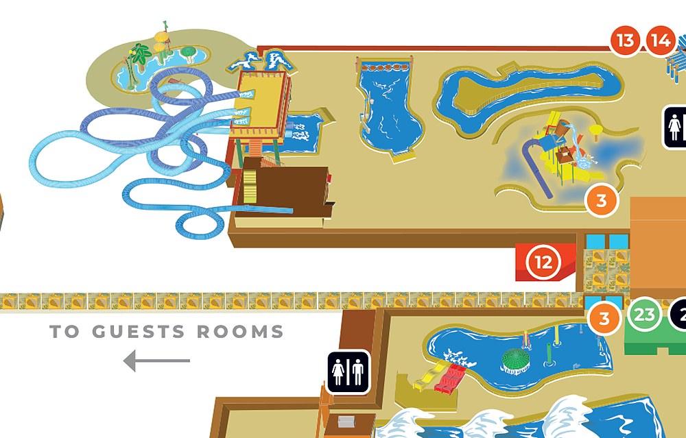 Map detail of the lazy river at Great Wolf Lodge New England
