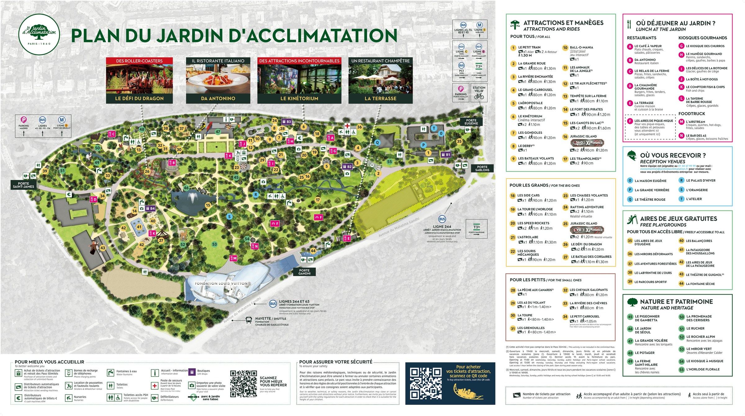 Official Jardin d'Acclimatation park map for 2026