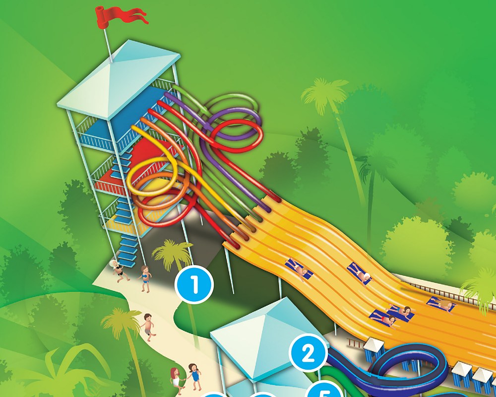 Map detail of the slide tower at LEGOLAND Malaysia Water Park