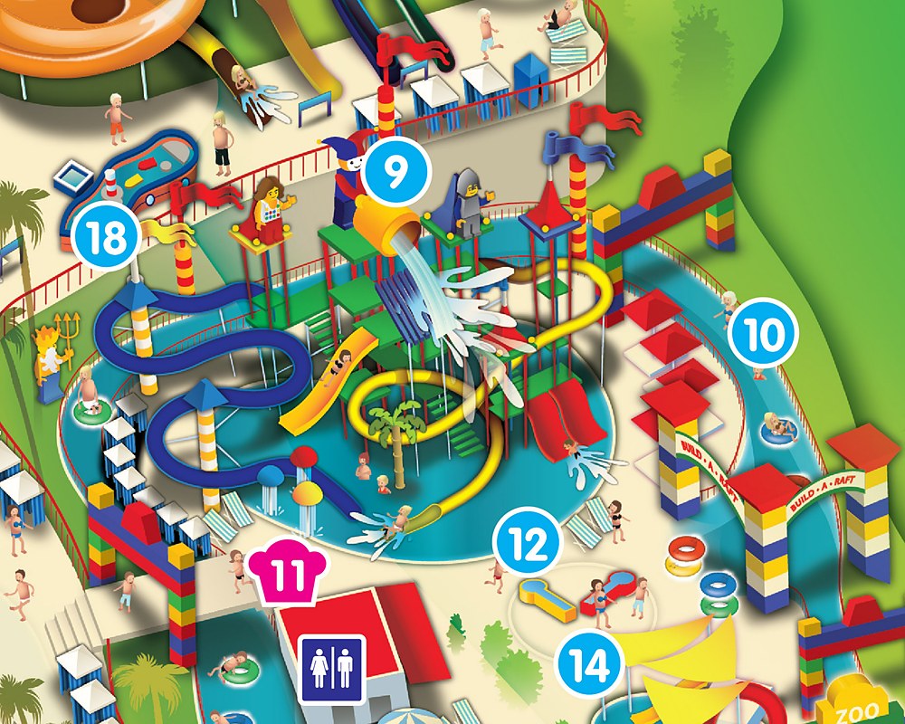 Map detail of the splash zone at LEGOLAND Malaysia Water Park