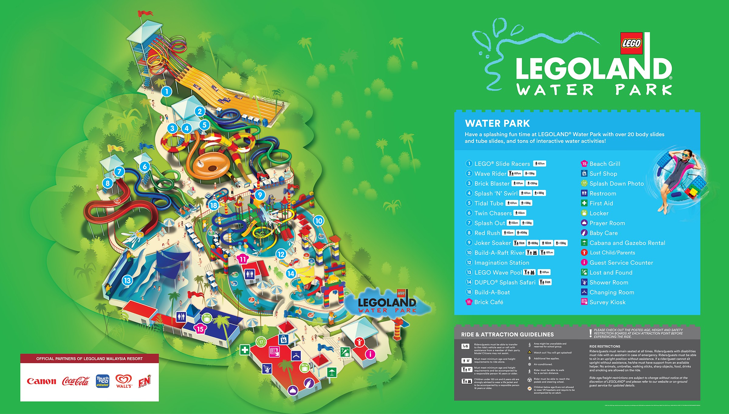 Official LEGOLAND Malaysia Water Park park map for 2026