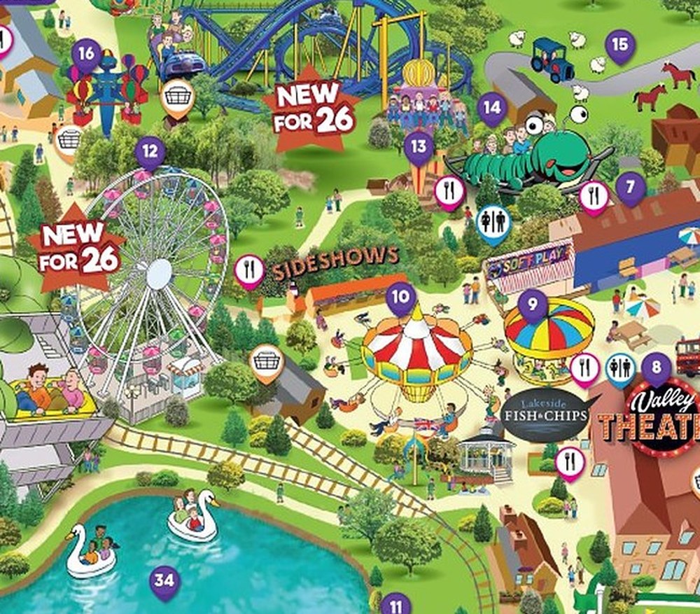Map detail of the new Spinning Racer zone and Eagles Creek Farm at Lightwater Valley