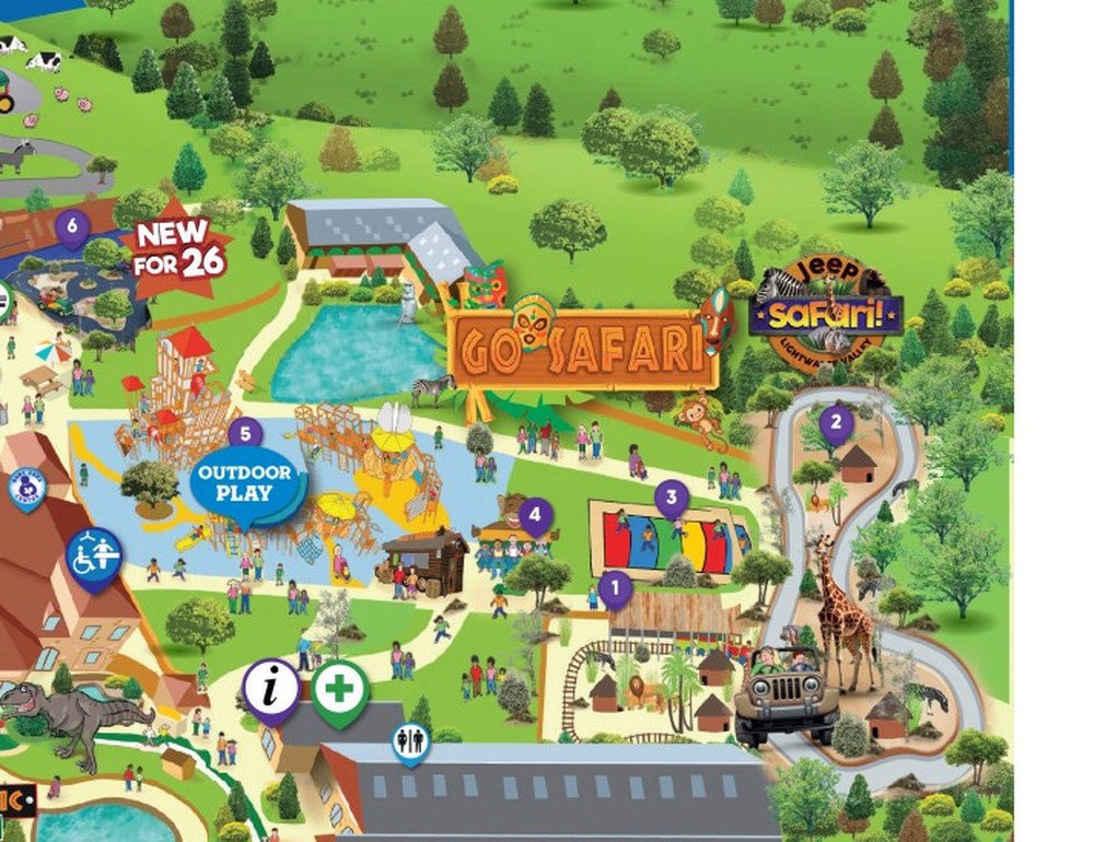 Map detail of Go Safari at Lightwater Valley with the Jeep Safari and outdoor play