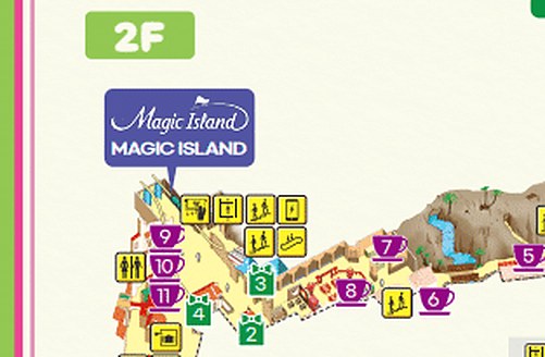 Archived Adventure 2F map detail showing the Magic Island connection at Lotte World
