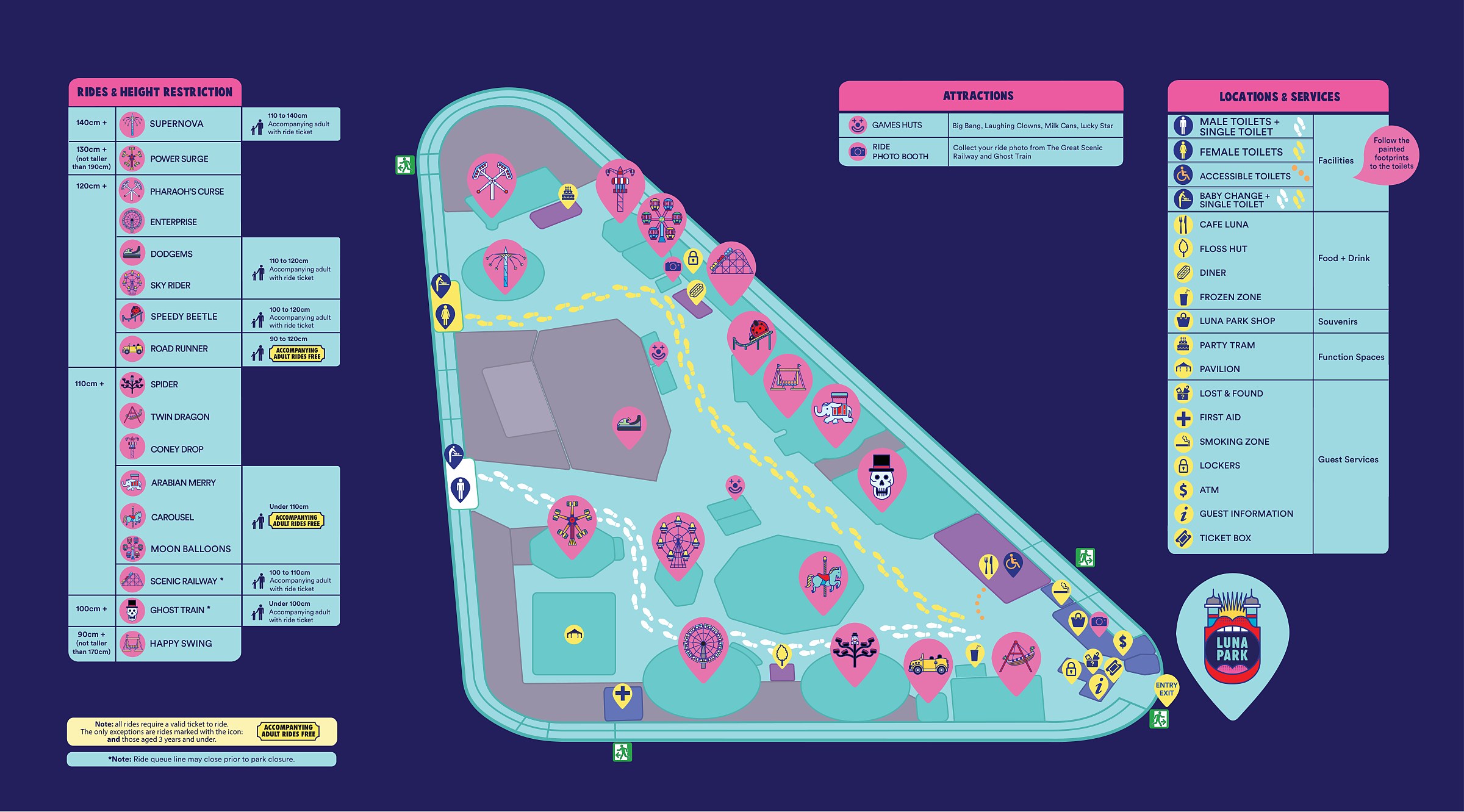 Official Luna Park Melbourne park map for 2026