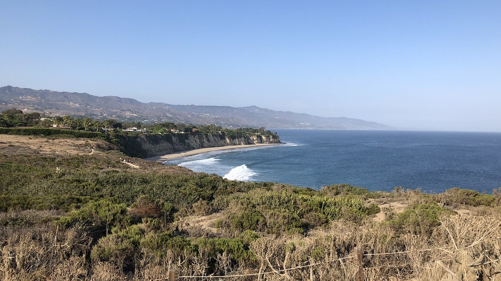 Point Dume in Malibu, California: mountains and cliffs along the Pacific shoreline