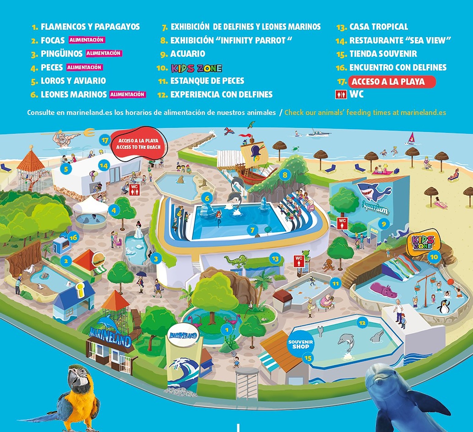Official Marineland Mallorca park map for 2026