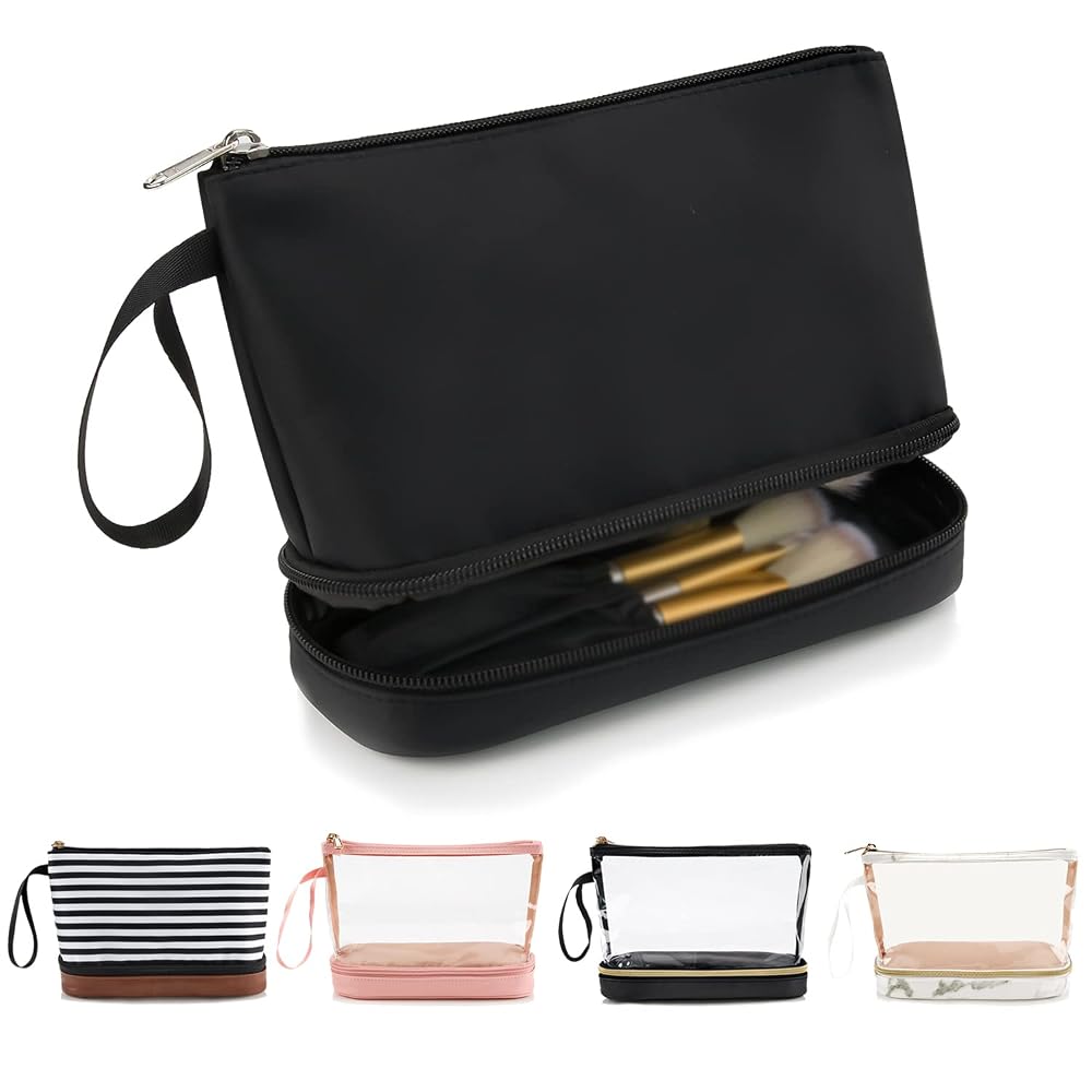 Ethereal Small Makeup Bag, 2 Layers Travel Makeup Bag with Makeup