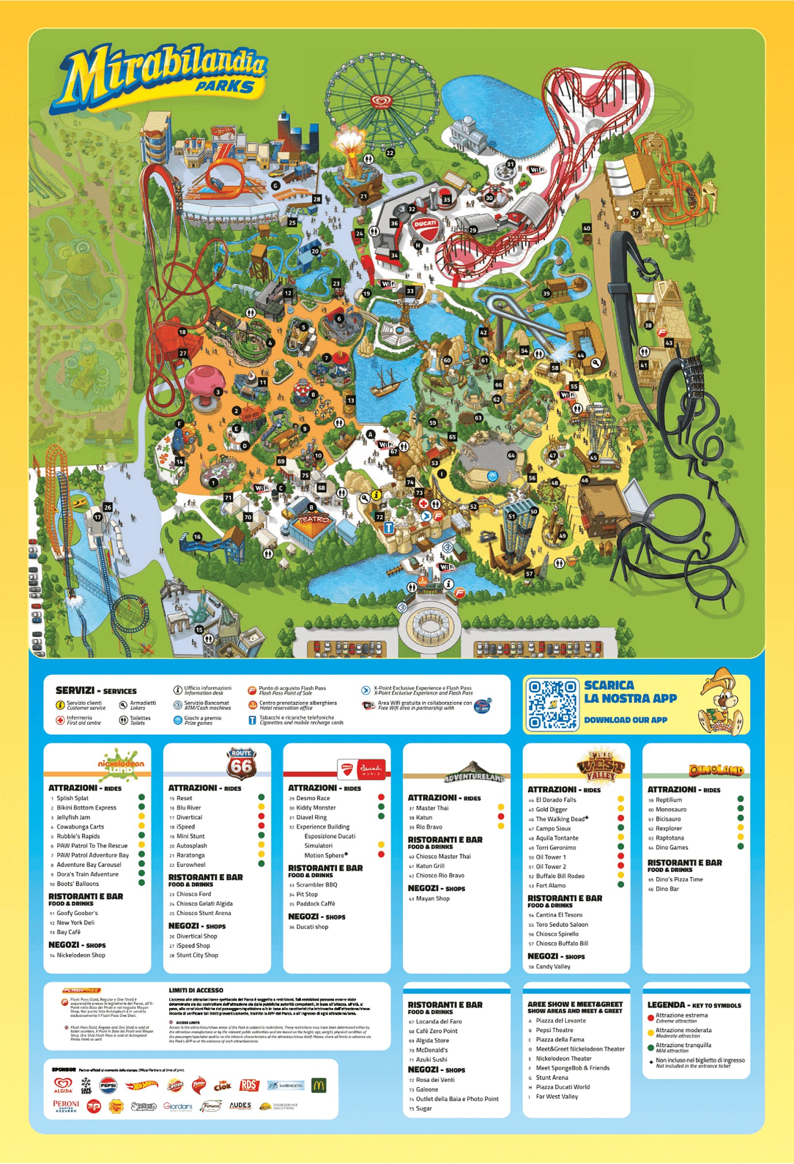 Official Mirabilandia park map for 2026