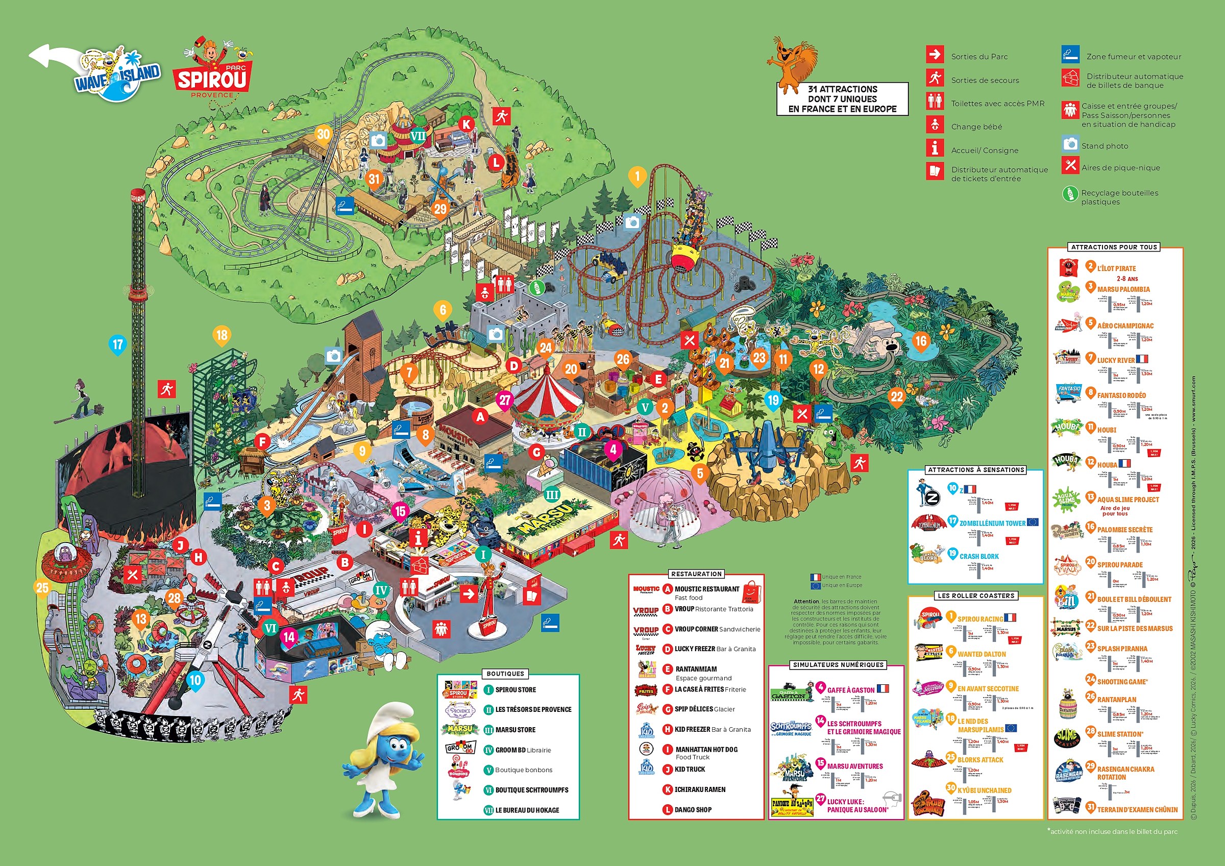 Official Parc Spirou park map for 2026