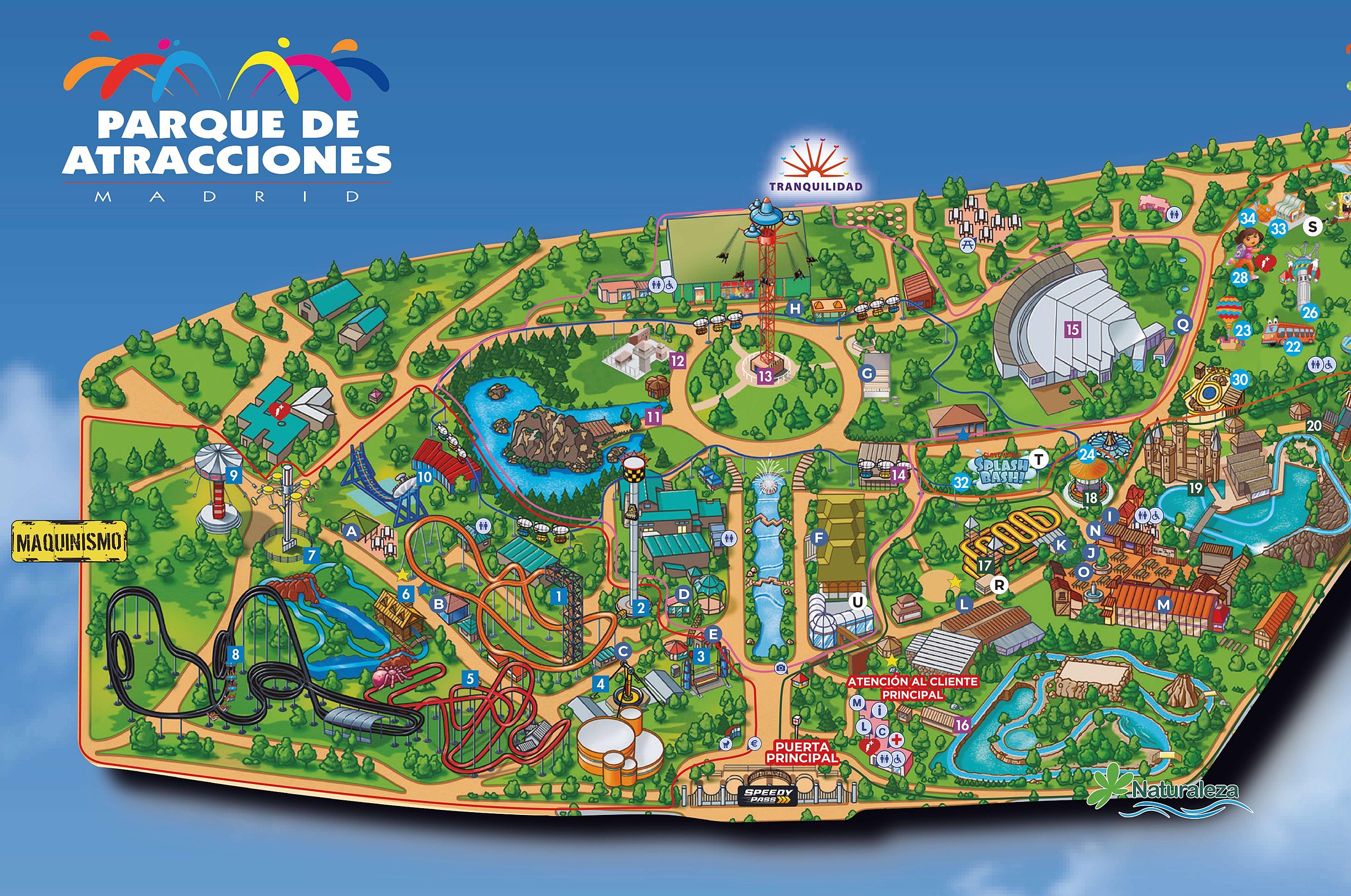 Official Parque de Atracciones de Madrid park map for 2026