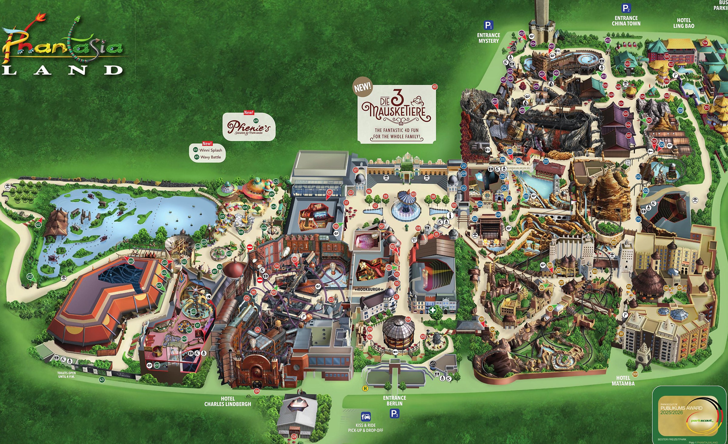 Official Phantasialand park map for 2026